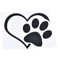 a sticker with a paw print in the shape of a heart