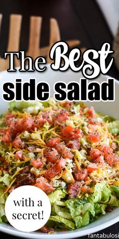 salad in a white bowl on a table Best Side Salad, Best Salads Ever, The Best Salad, Best Salad, Side Salad Recipes, Savory Salads, Fresh Salad Recipes, Salad Dishes