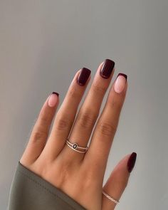 Short Red Nails, Burgundy Nail Designs, Wine Nails, Nude Nail, Nude Nail Designs, Subtle Nails, Smink Inspiration, Her Nails, Casual Nails