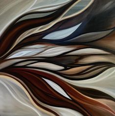 an abstract painting with brown and white colors