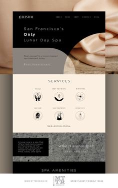 an image of a web page for spa amenities