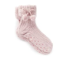 Keep your feet comfy and cozy this season in this pair of soft slipper socks. With a lovely pink color, playful pom-poms and gripper soles, you can't go wrong. They're great for wearing around the house or to bed. Comfy Warm Pink Socks, Soft Pink Indoor Socks, Cozy Warm Pink Socks, Super Soft Comfortable Pink Socks, Comfy Snug Pink Socks, Comfortable Super Soft Pink Socks, Comfortable Soft Pink Socks, Comfy Pink Socks For Stocking Stuffers, Pink Super Soft Cozy Slippers