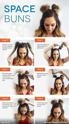 Space Buns Hair, American Girl Hairstyles, Hair Bun Tutorial, Space Buns, Peinados Fáciles Para Cabello Corto, Trendy Hair Color, Brown Blonde, Hair Color Dark, Cool Hair Color