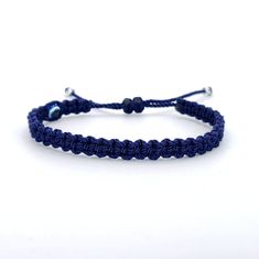 Handmade Navy Blue String Bracelet For Wrist Sizes 6 To 9 Inches. These Bracelets Are Worn To Attract Good Fortune, Bring A Good Mood And To Ward Off Bad Vibes. Navy Blue Bracelets, Bracelet For Boyfriend, Bracelets For Boyfriend, Evil Eye Protection, Bad Vibes, Handcrafted Accessories, Blue Evil Eye, Mens Accessories Jewelry, String Bracelet