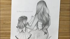 a pencil drawing of two girls hugging each other