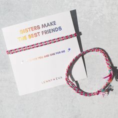 Introducing the ultimate BFF accessory that's making a comeback in style – our Shareable Friendship Bracelets! 🌟 With "One for me and one for you", these bracelets are the perfect way to show your bestie, sibling, or partner-in-crime just how much they mean to you. Each set includes two beautifully crafted bracelets, one for you and one for your partner in fun, and they're packaged on a thoughtful story card with fun holographic foil print. The adjustable cord design ensures that these bracelet Holographic Foil Print, Large Bracelet, Holographic Foil, That One Friend, Foil Print, Jewelry Plate, Friendship Bracelets, Are You The One, My Jewellery