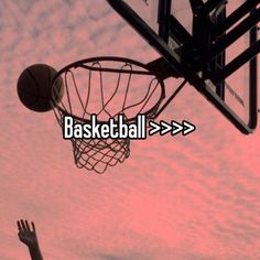 a basketball going through the hoop with words above it