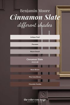 The Benjamin Moore Paint Color of the Year 2025 Cinnamon Slate has officially been announced, and its corresponding Color Trends 2025 palette is on track to start trending. Cinnamon Slate is the Benjamin Moore 2025 Color of the Year, and it’s a muted yet striking violet hue perfect for anyone looking to add moody color to their home this year #benjaminmoore #moody #moodyinteriors #interiordesign Cinnamon Slate Bathroom, Moody Plum Paint, Bewitched Benjamin Moore, Cinnamon Paint Colors, Benjamin Moore Ashley Gray, Cinnamon Slate Benjamin Moore, 2025 Color Of The Year, Benjamin Moore Taupe, Cinnamon Slate