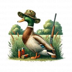 Duck Hunting Tattoos, Duck Watercolor, Hunting Sublimation, Ducks Unlimited, Duck Calls, Duck Hunter, Camo Hat, Funny Duck, Watercolor Png