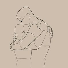 a drawing of a man holding a baby in his arms