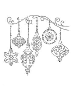 christmas ornaments hanging from a branch coloring page