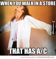 a woman with her arms outstretched in front of the words, when you walk in a store that has avc