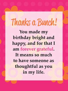 a pink birthday card with the words, thanks and messages for someone who is in my life