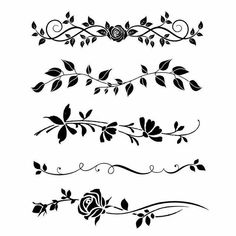 black and white floral design elements