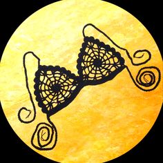 an image of a drawing of a woman's bra on top of a yellow circle