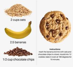 chocolate chip cookies, banana, and peanut butter are the ingredients in this recipe