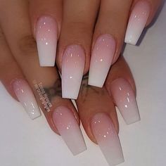 Ombre Nail, Ombre Acrylic Nails, White Acrylic Nails, Ombre Nail Designs, French Nail, Ballerina Nails, Acrylic Nails Coffin Short