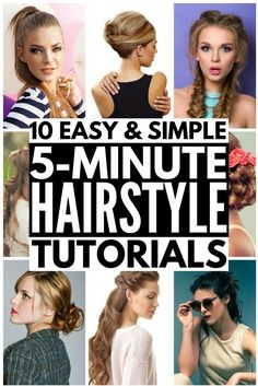 10 Easy Hairstyles in Under 5 Minutes! Looking for hairstyles for school, for work, for beginners, for moms, for weddings, or running late days? These updos are great for beginners, while others take a bit of practice, but once you master the techniques, they offer a quick way to make your locks look fab in less time! These looks are great for medium hair, but work on long & short hair as well. Full step-by-step tutorials included! #fiveminutehairstyles #hair #hairstyle #longhair #longhairstyles Everyday Hairstyles For Long Hair, Five Minute Hairstyles, Short Hair Hacks, Long To Short Hair