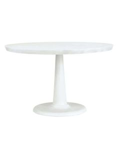 a white table with an oval shaped base