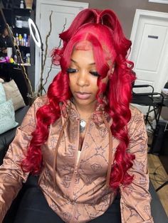 Vacay Hairstyles, Red Ponytail, Wigs Hairstyles, 13x4 Lace Front Wig, Frontal Wig Hairstyles, Lace Fronts, Sew In Hairstyles