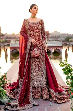 Red Raw Silk Lehenga Shirt Pakistani Wedding Dresses Maroon Bridal Lehenga Pakistani, Bridal Fits, Barat Dress, Bridal Lehenga Pakistani, Embellished Lehenga, Dress Lehenga, Bridal Maxi Dress