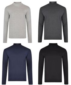 Top Rated MENS ROLL NECK LONG SLEEVE COTTON POLO TURTLE NECK UK SIZES M,L,XL,XXL,XXXL NEW, Mens Shirts Winter Long Sleeve T-shirt With Ribbed Cuffs, Classic Long Sleeve Turtleneck With Ribbed Collar, Cotton Slim Fit Tops For Fall, Classic Long Sleeve Ribbed Turtleneck, Fitted Casual Winter T-shirt, Casual Solid Long Sleeve Turtleneck, Casual Fitted Turtleneck With Ribbed Cuffs, Relaxed Fit Long Sleeve Turtleneck For Fall, Classic High Neck Tops With Ribbed Cuffs