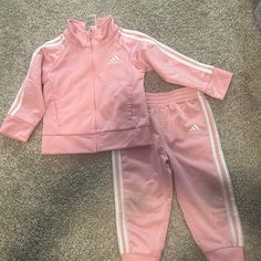 Adidas Baby Girls 2-Pc. Track Suit Never Worn 9-12m Fitted Sets For Playwear, Fitted Long Sleeve Sets For Playwear, Fitted Long Sleeve Playwear Sets, Pink Adidas Cotton Set, Adidas Pink Playwear Sets, Adidas Long Sleeve Playwear Sets, Adidas Pink Cotton Sets, Pink Cotton Adidas Sets, Adidas Fitted Long Sleeve Sets