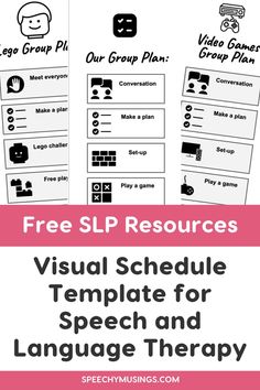 the visual schedule for speech and language therapy with text that reads free slp resources