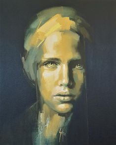 a painting of a man's face with yellow hair