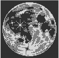 a black and white cross stitched image of the earth with trees in it's center