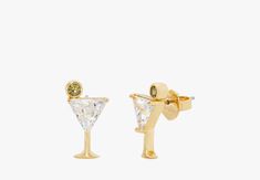 Shaken Or Stirred Studs | KATE SPADE Kate Spade Gold Jewelry For Evening, Elegant Gold Jewelry For Cocktail, Elegant Gold Cocktail Jewelry, Kate Spade Aesthetic, Classic Martini, Cute Stud Earrings, Kate Spade Earrings, Martini Cocktail, Funky Jewelry