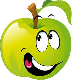 an apple with eyes and a smile on its face