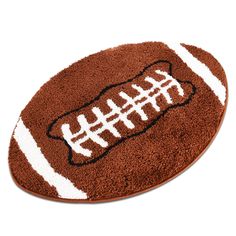 a brown rug with a football on it