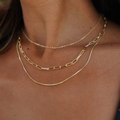 14k Gold Layered Necklace Set-three Gold Stacking Chain Set-dainty Triple Snake Chains-multi Layer Paperclip-everyday Fashion-gift for Her - Etsy Costa Rica Dainty Necklace Layering, Necklace Stacking Gold, Stacked Necklaces Gold, Layered Necklaces Aesthetic, Stack Necklaces, Pretty Stacks, Dainty Layered Necklaces, Choker Set Gold, Gold Necklace Stack