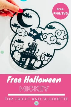 mickey mouse cut out with the text free halloween mickey for cricut and silhouettes