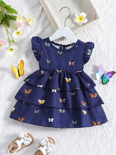 Baby Sofa, Baby Frock Pattern, Cotton Frocks, Print Butterfly