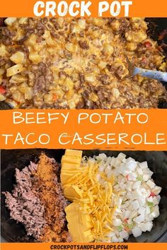 crock pot beefy potato taco casserole is an easy and delicious side dish