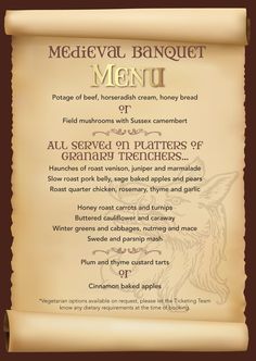 a menu with an image of a lion on it