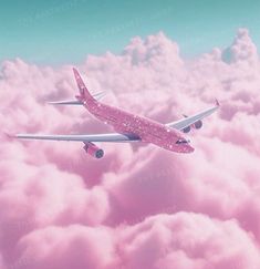 Pink sparkles Pink Needle Aesthetic, Pink Flight Attendant, Barbie Plane, Sparkle Barbie, Pink Airplane, Pink Money, Flamingo Theme, Pink Sparkles, Hello Kitty Art