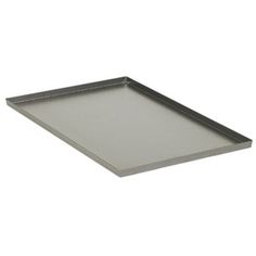 a metal tray with a white background