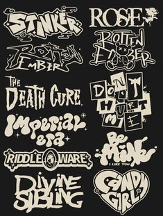 various graffiti font and numbers on a black background