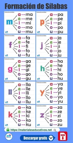 spanish alphabets with different letters and numbers on the same page, including one letter