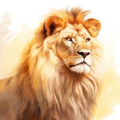 a digital painting of a lion looking at the camera