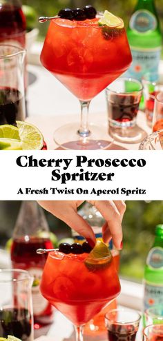 the cherry prosciuo spritzer is ready to be served