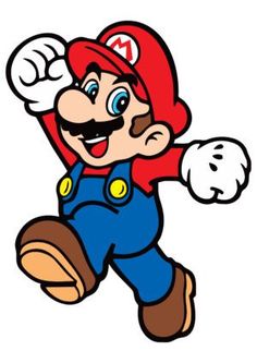 an image of mario running with his hands in the air