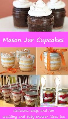 mason jar cupcakes are displayed in jars