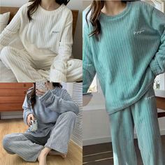 Ladies Clothes 2024 Spring Fall Thickened Warm Pajamas Coral Velvet Soft Women Cozy Leisure Homewear Warm Pajamas, Ladies Clothes, Soft Velvet, Spring And Fall, Maternity Clothes, Pajamas, Coral, Velvet, Clothes For Women