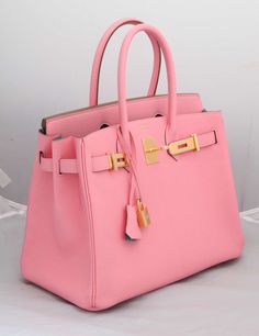 Hermes Rose Confetti Pink "Special Order" Chevre Birkin with Horseshoe Stamp | From a collection of rare vintage handbags and purses at https://www.1stdibs.com/fashion/accessories/handbags-purses/ Rose Confetti, Pink Bags, Pink Handbag, Pocket Books, Perfect Handbag, Kelly Bag, Luxury Purses, Beautiful Handbags, Hermes Handbags