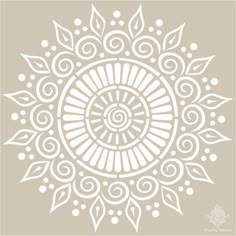 a white circular design on a beige background