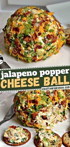 japanese popper cheese ball recipe on a plate with crackers